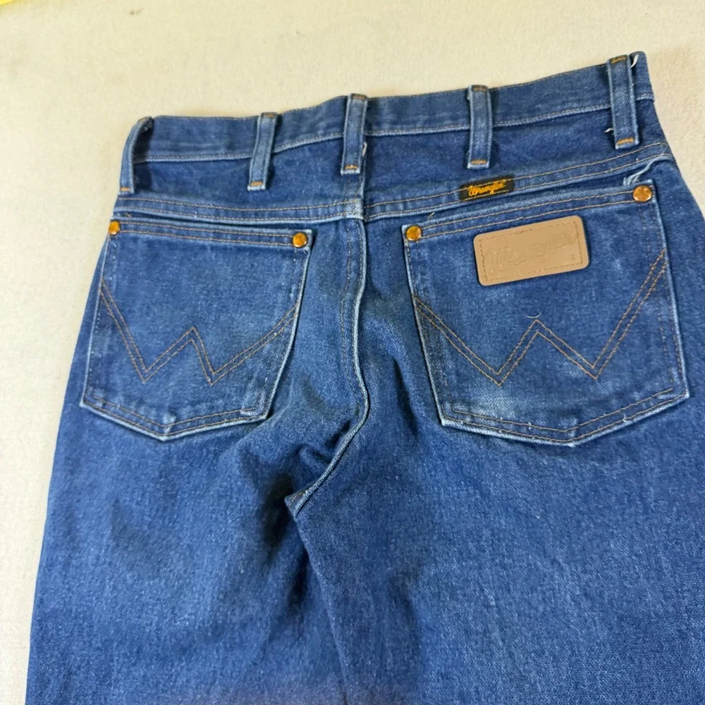 Wrangler 936DEN Cowboy Cut Slim Fit Jeans Mens 28x30 Dark Wash Blue Denim High